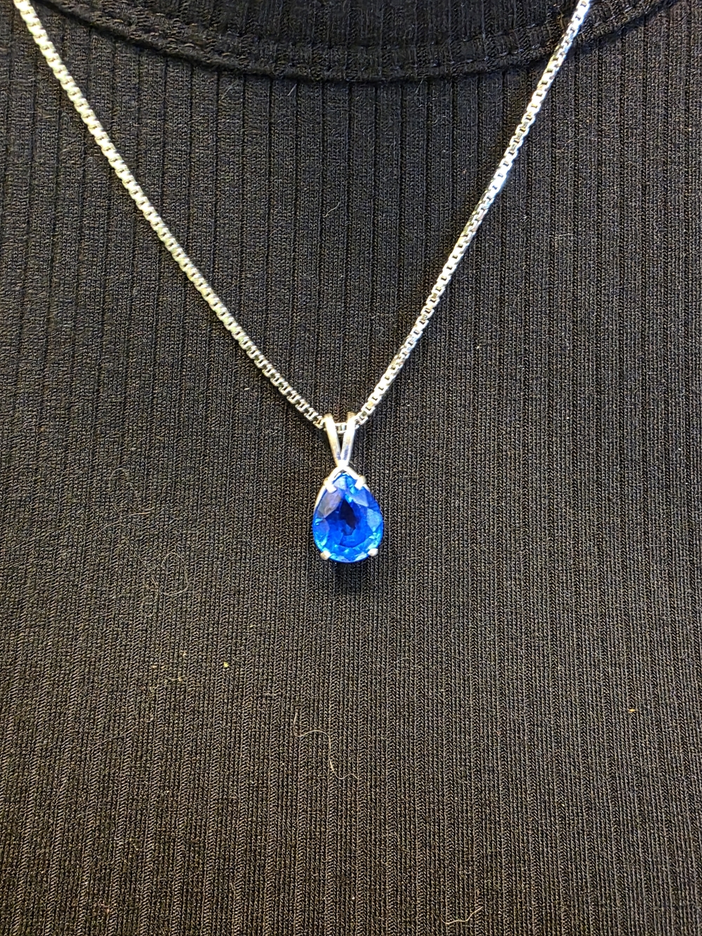 4/5ct Blue Lab Created Spinel Necklace - Picture 2 of 3
